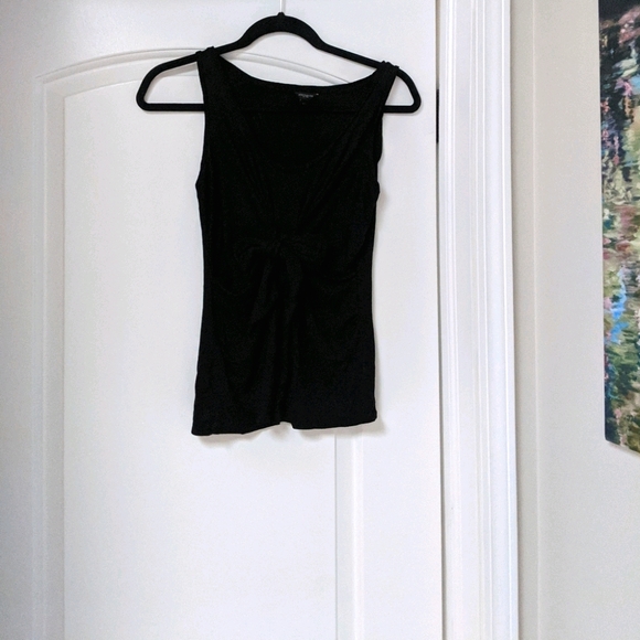 Ann Taylor Black Sleeveless Top with Front Tie - Picture 4 of 7
